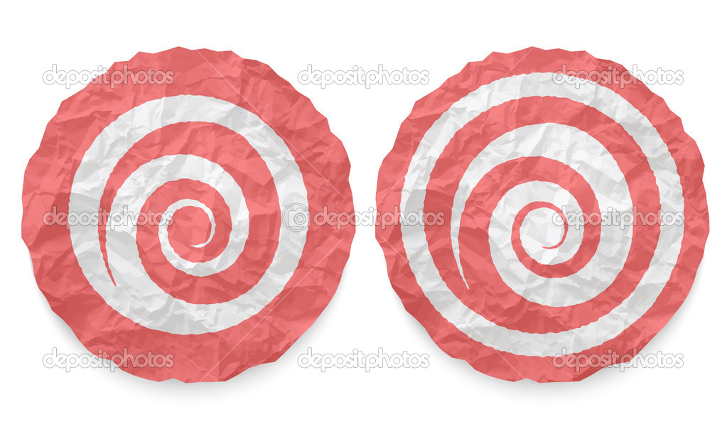 two icons with texture crumpled paper and spiral