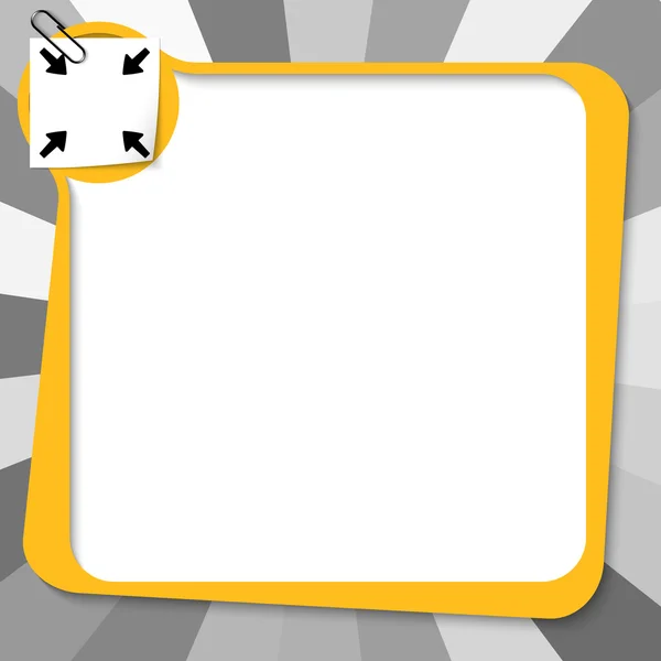 Žlutá textové pole s kancelářskou sponkou a šipky — Stockový vektor