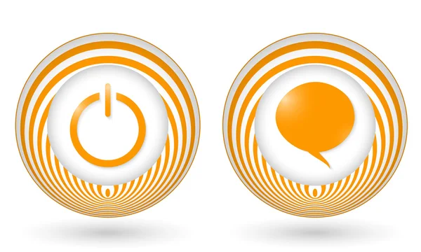 Set of two orange icons with symbols — Stock Vector