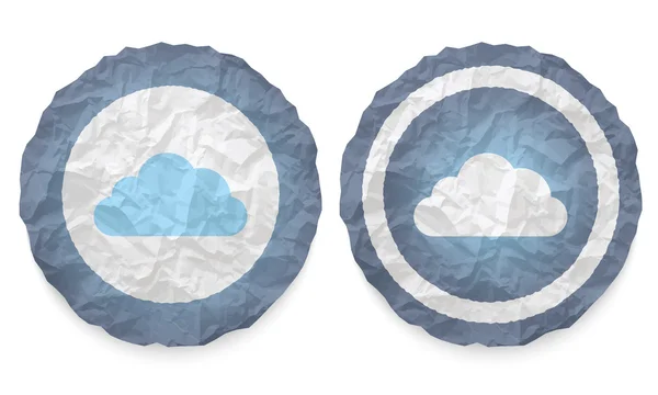 Två ikoner med textur skrynklade papper och moln — Stock vektor