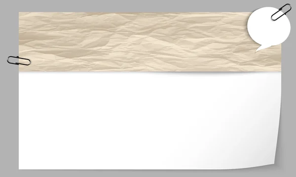Caixa de texto com textura de papel e bolha de fala — Vetor de Stock