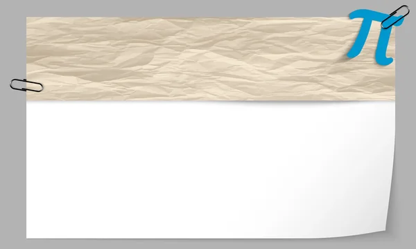 Casella di testo con texture di carta e simbolo pi greco — Vettoriale Stock