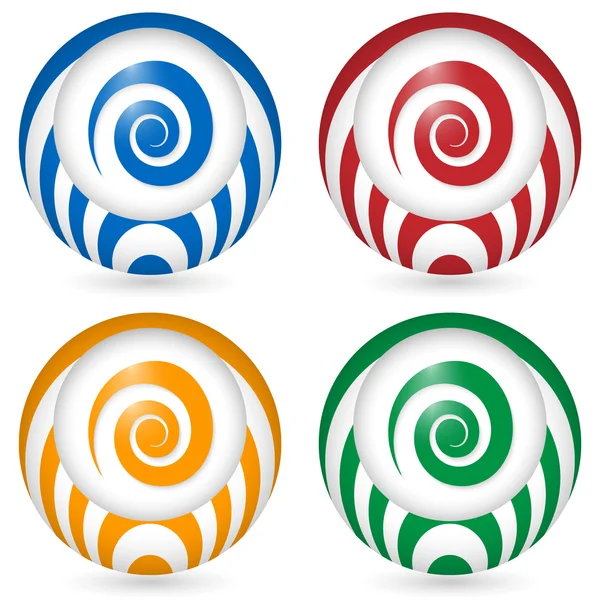 Conjunto de cuatro iconos con símbolo en espiral — Archivo Imágenes Vectoriales
