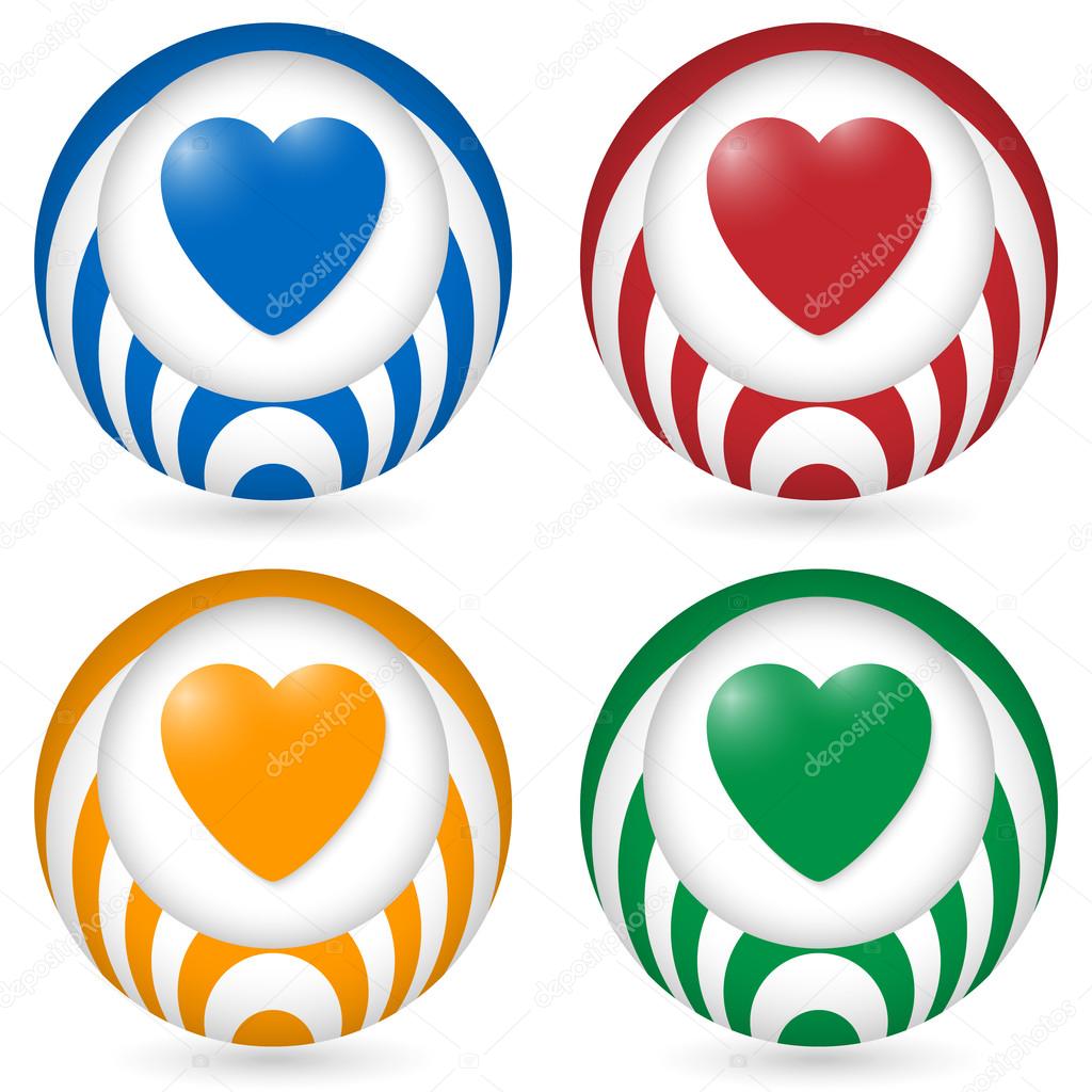 set of four icon with heart