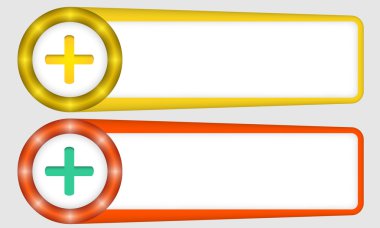 Sarı ve kırmızı kare için herhangi bir metin ile artı işareti simgesi