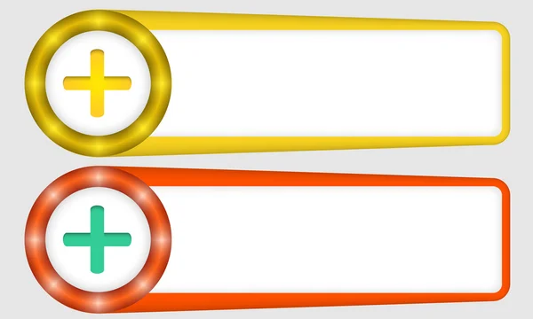 Molduras amarelas e vermelhas para qualquer texto com símbolo de adição — Vetor de Stock