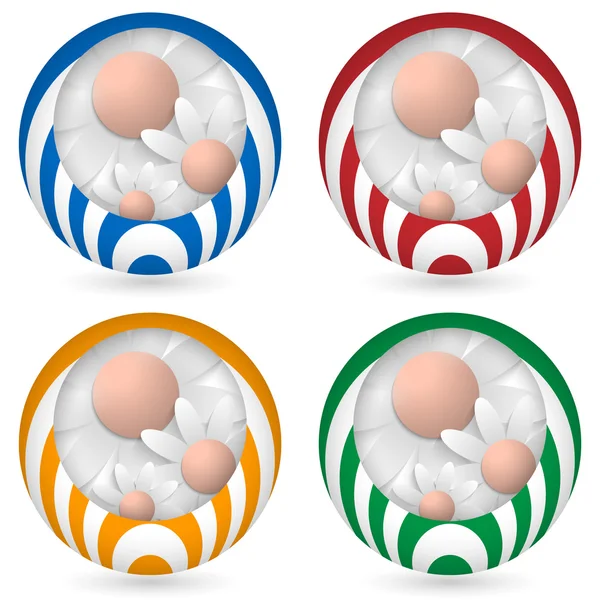 Conjunto de cuatro icono con flores — Vector de stock