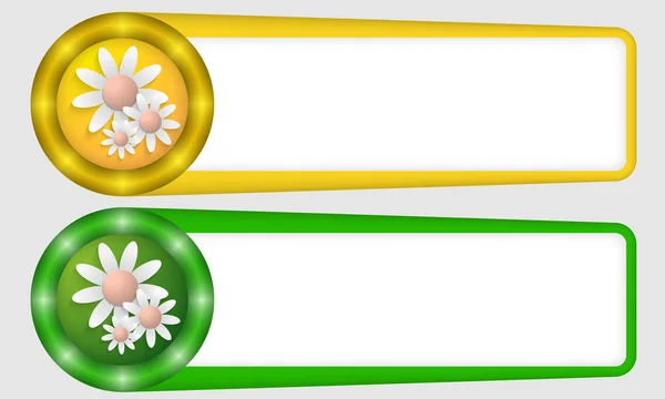 Gele en groene frames voor elke tekst met bloemen — Stockvector