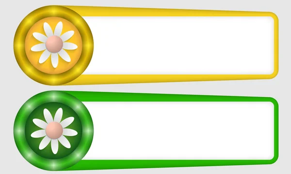 Žluté a zelené rámečky pro text s květinou — Stockový vektor