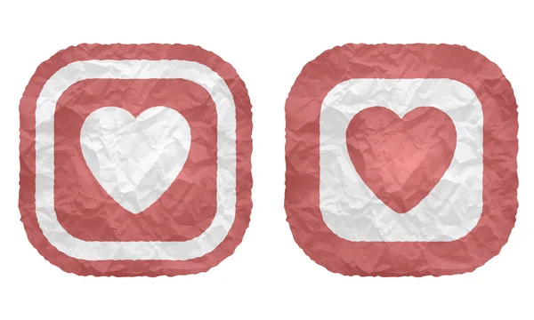 Two frames with texture crumpled paper and heart — Stock Vector