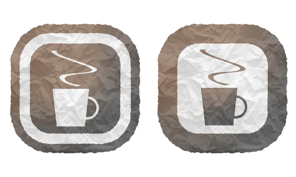 Zwei Rahmen mit zerknülltem Papier und Tasse Kaffee — Stockvektor