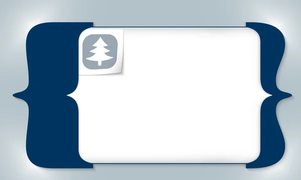 Blauwe vierkante haken voor het invoeren van tekst met boom symbool — Stockvector