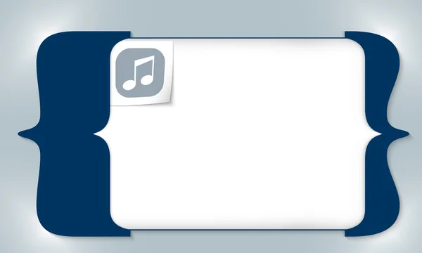 Soportes cuadrados azules para introducir cualquier texto con símbolo de música — Vector de stock