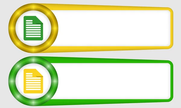 Желтые и зеленые рамки для любого текста с документом — стоковый вектор