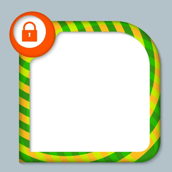 Striped frame for entering text with padlock — Stock Vector