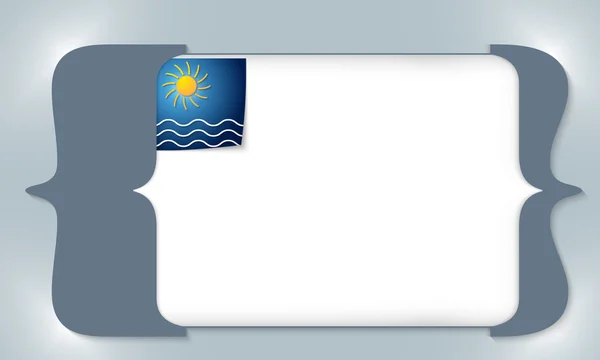 Suportes quadrados azuis para inserir qualquer texto com sol e ondas —  Vetores de Stock