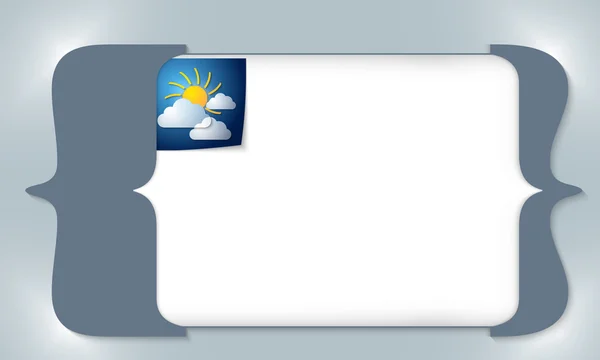 Soportes cuadrados azules para introducir cualquier texto con sol y nubes — Vector de stock