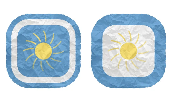 Deux cadres avec texture papier froissé et nuages et soleil — Image vectorielle