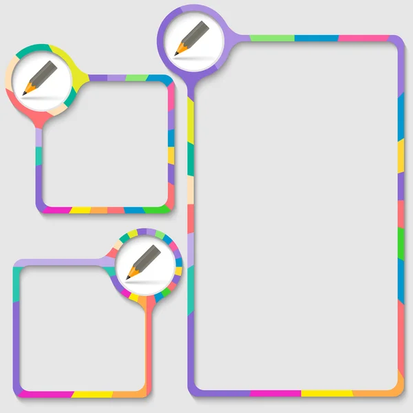 Conjunto de tres marcos para introducir texto con lápiz — Archivo Imágenes Vectoriales