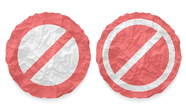 Deux icônes avec texture papier froissé et symbole d'interdiction — Image vectorielle