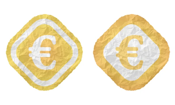Deux cadres avec texture papier froissé et symbole euro — Image vectorielle