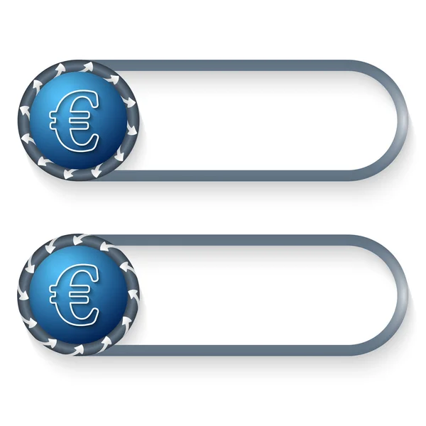Jeu de deux boutons avec flèches et symbole euro — Image vectorielle