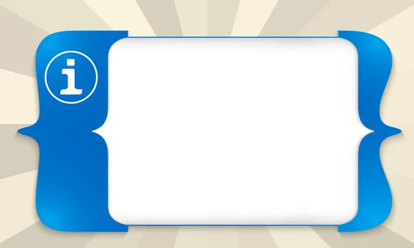 Soportes cuadrados azules para introducir cualquier texto con el símbolo info — Vector de stock
