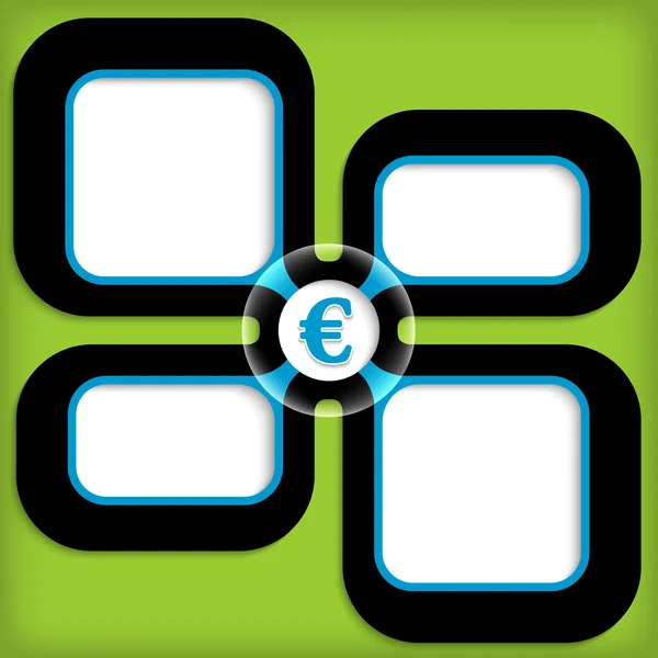 Quatre cases pour entrer le texte avec le symbole euro — Image vectorielle