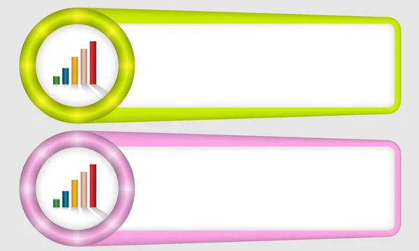 Zielony i fioletowy ramki dla dowolnego tekstu z wykresu — Wektor stockowy