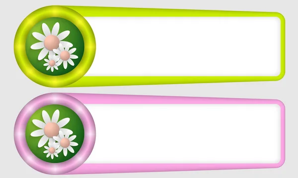 緑と紫の花を持つ任意のテキスト フレーム — ストックベクタ