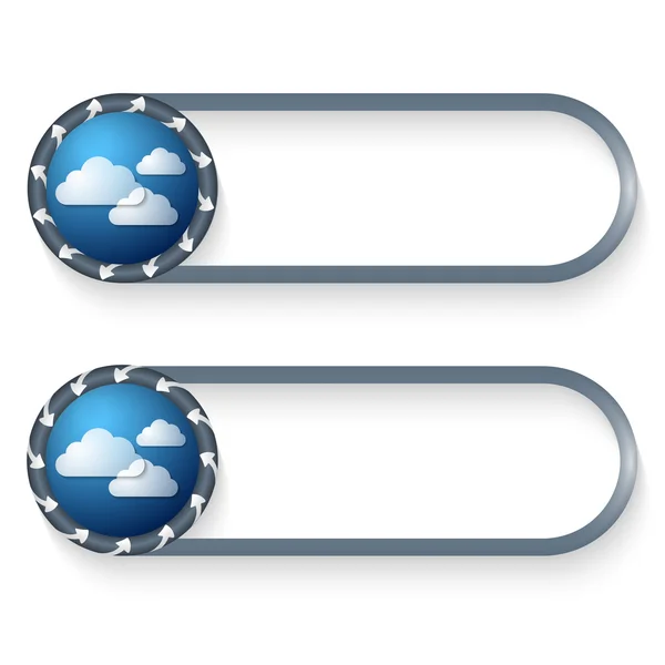 Conjunto de dos botones con flechas y nubes — Vector de stock