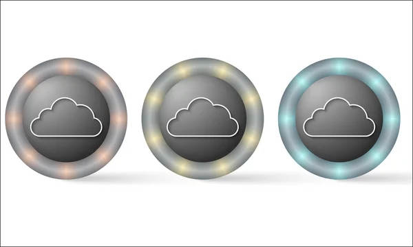 Conjunto de tres iconos con símbolo de nube — Vector de stock