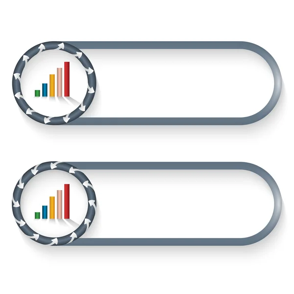 Set van twee knoppen met de pijlen en grafiek — Stockvector