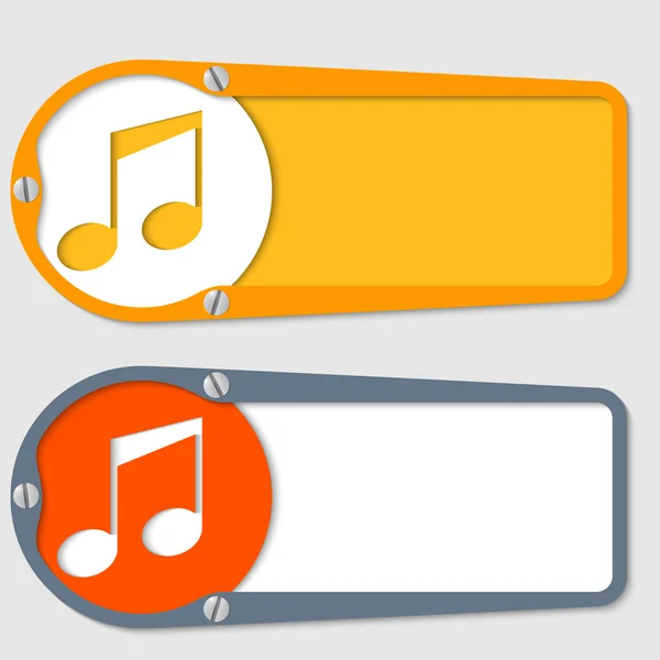 Set di due caselle per qualsiasi testo con simbolo musicale — Vettoriale Stock