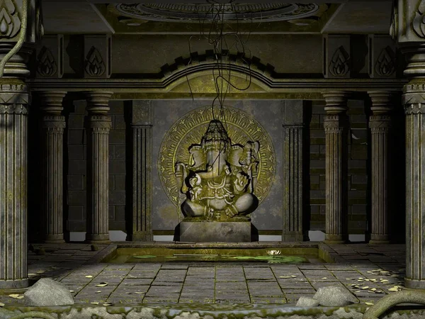 古代の石の寺院 3Dイラスト — ストック写真