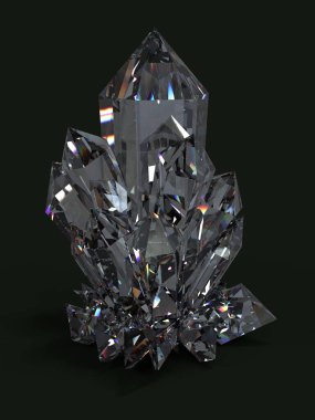 Güzel kristal. 3D çizim