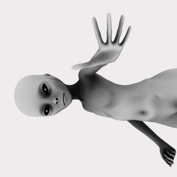 Extraterrestre Num Fundo Branco Ilustração — Fotografia de Stock