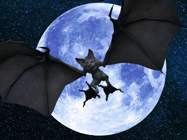 Fledermaus Auf Mond Hintergrund Illustration — Stockfoto