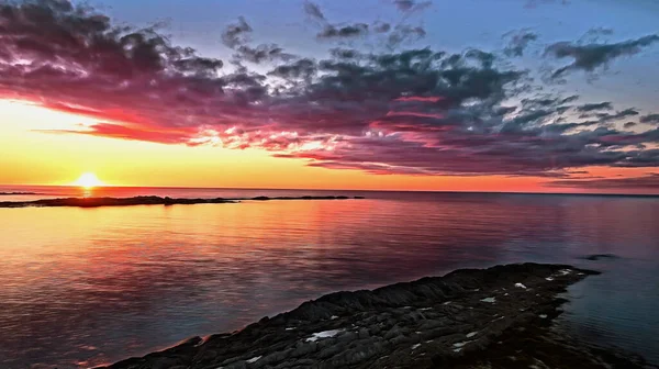 Paysage Marin Avec Soleil Couchant — Photo