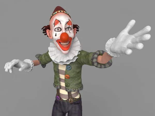 Lustiger Clown Weißen Handschuhen Illustration — Stockfoto