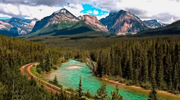 Mountain Landscape Forest Railway — Stock Photo, Image