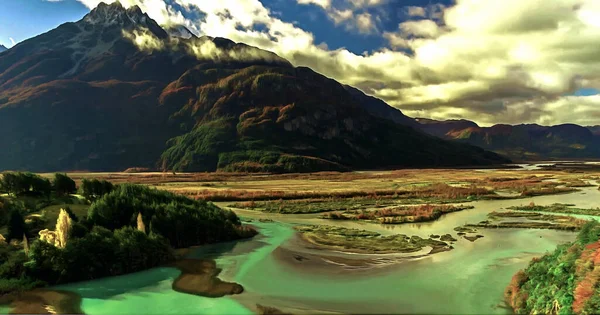 Vista Della Vallata Con Fiume — Foto Stock