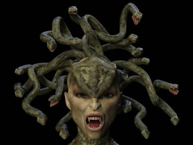 Head Medusa Gorgons 2. 3d illustration clipart