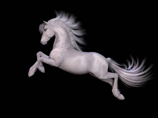 白い馬のギャロップ 3Dイラスト — ストック写真