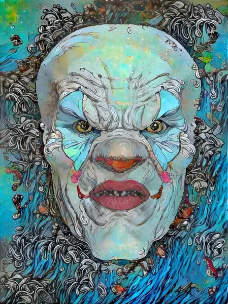 Лицо Злого Клоуна Абстрактная Иллюстрация — стоковое фото