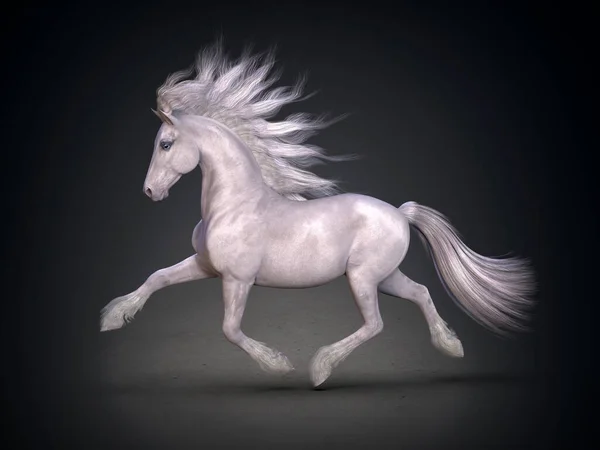 美しい白い馬 3Dレンダリング — ストック写真