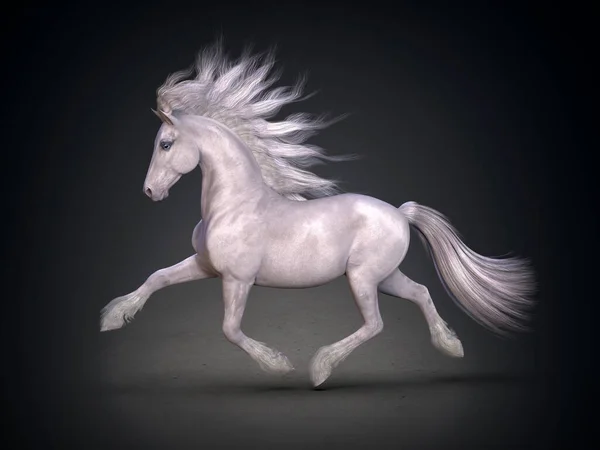 Hermoso Caballo Blanco Renderizado — Foto de Stock