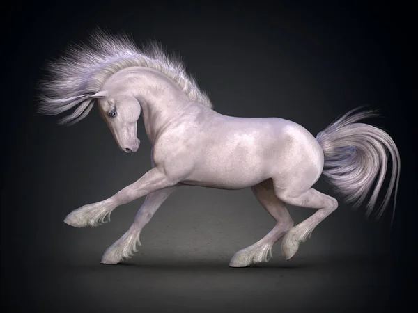 Piękny Biały Koń Renderowanie — Zdjęcie stockowe