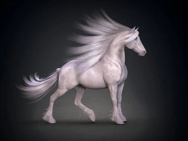 Hermoso Caballo Blanco Renderizado — Foto de Stock