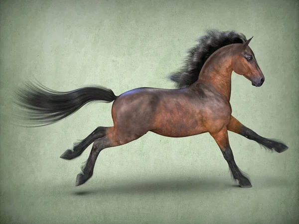 美しい茶色の馬 3Dレンダリング — ストック写真